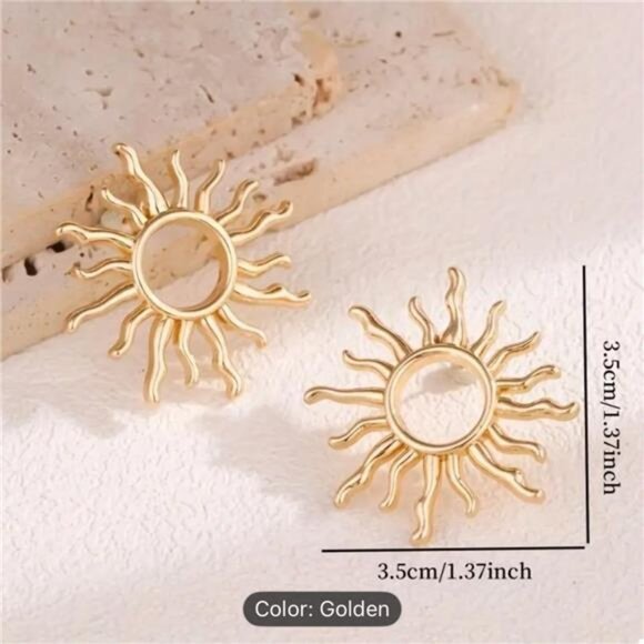 18K Gold-Plated Sun Earrings - Picture 6 of 6